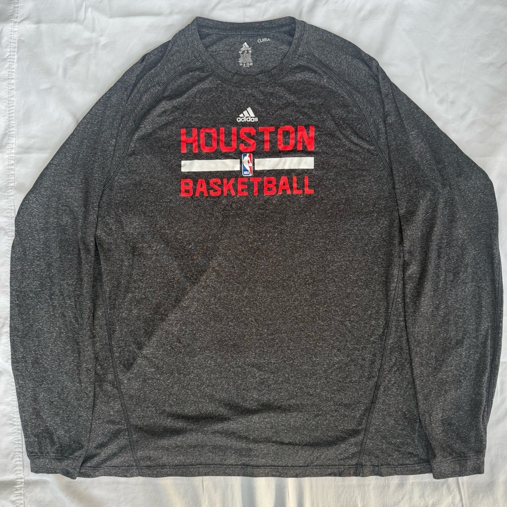 NBA Adidas Dark Gray Houston Basketball Long Sleeve